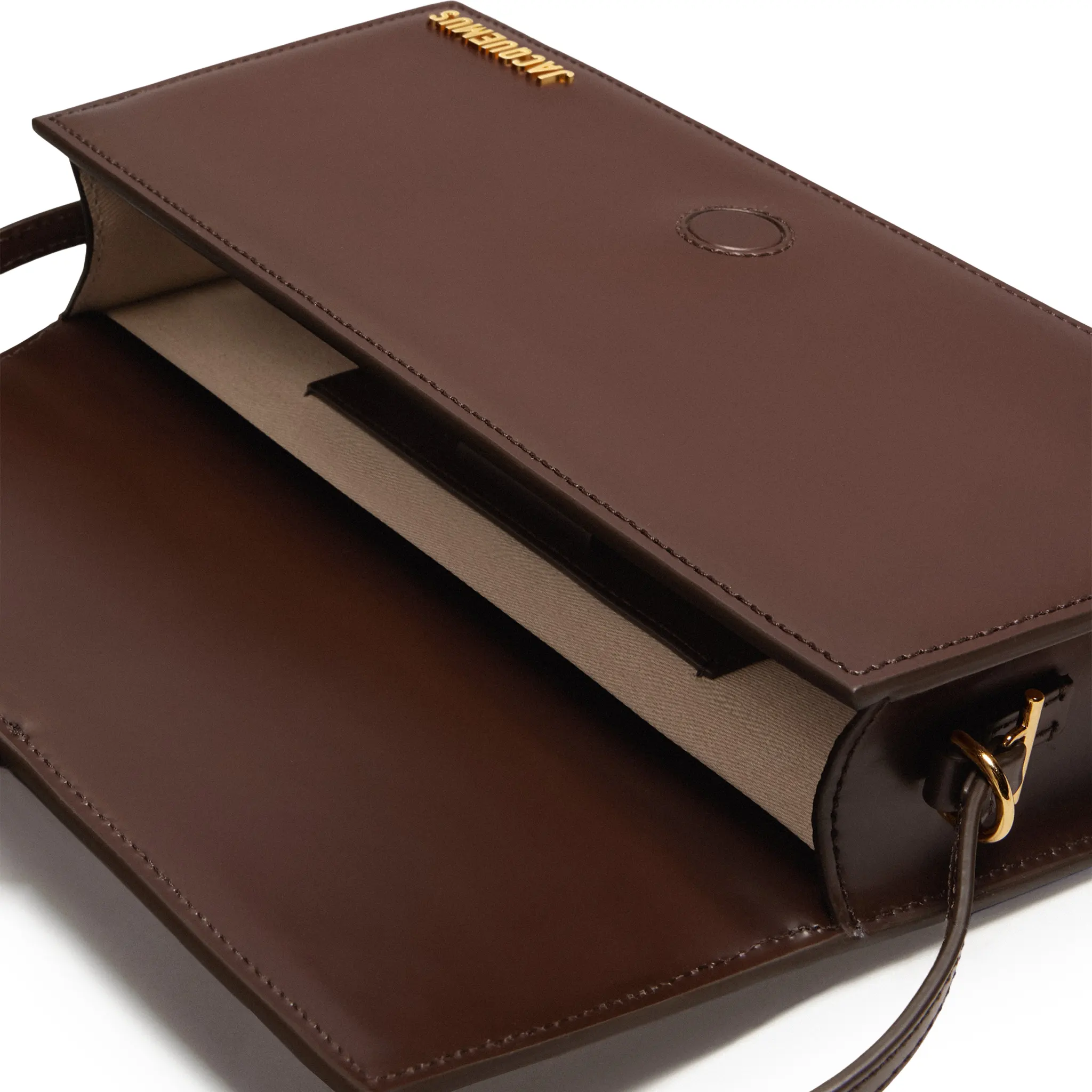 Detailed View of Jacquemus Le Bambino Long Flap Brown Shoulder Bag BAW00013AC01A01850